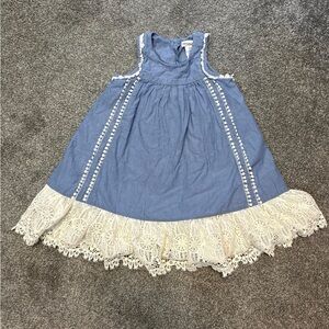 Artisan Ny Blue and Cream Lace Kids Dress